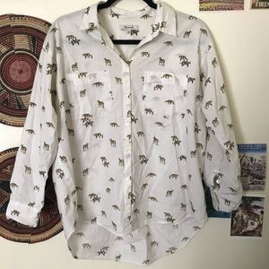 Madewell long sleeve button down w/ cheetah print